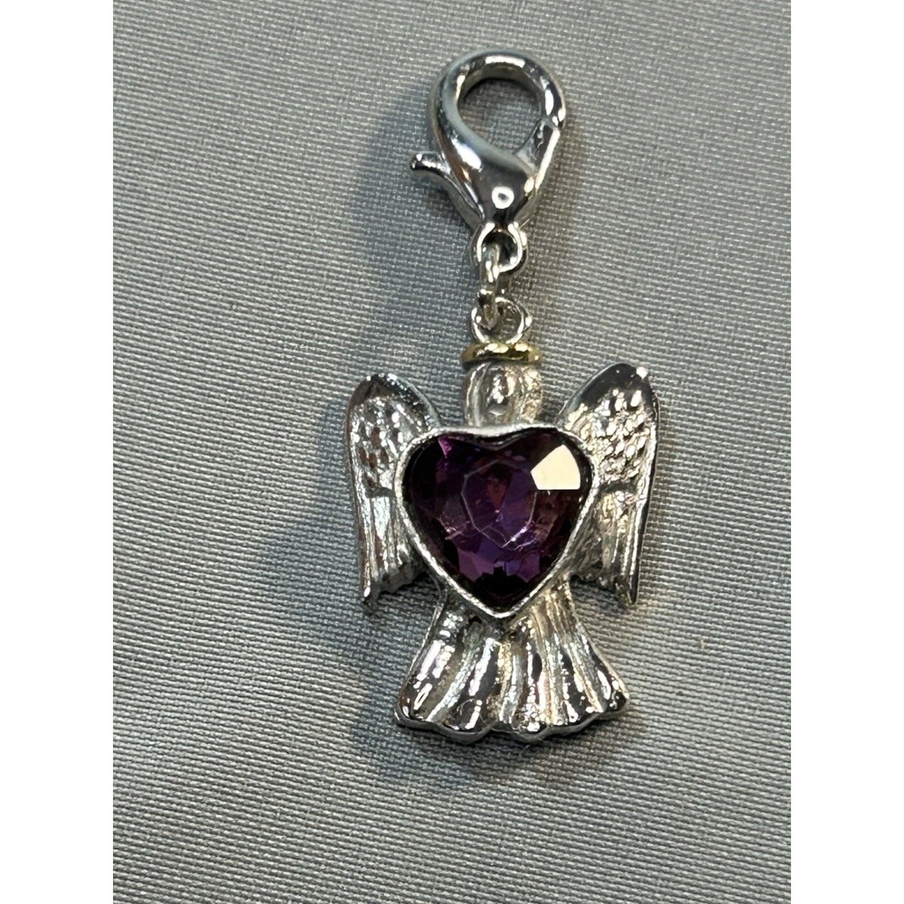 guardian‎ angel charm february birthstone purple crystal